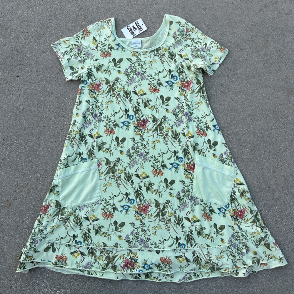 Floral Womens Dress in Green by CMC 100% Cotton Made in the USA Size Medium